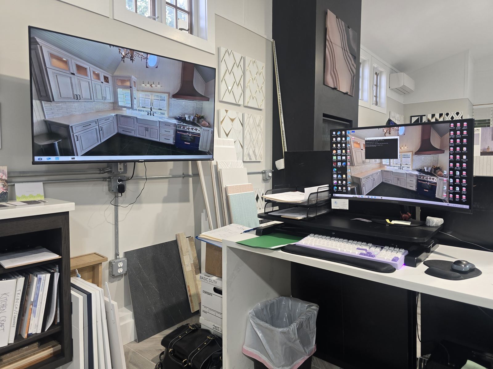 Dual-monitor design workstation for a Long Island showroom