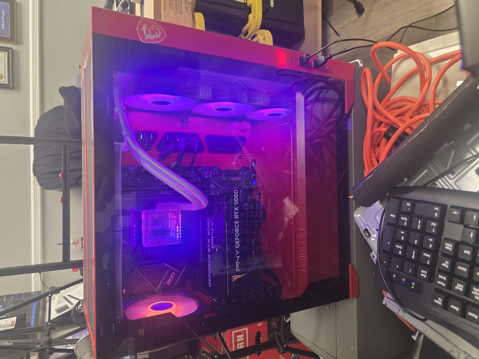 Custom red gaming PC build with MSI GeForce RTX
